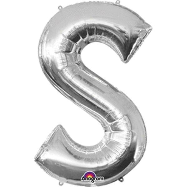 Anagram 35 in. Letter S Silver Supershape Foil Balloon 78426